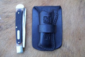 Custom Leather Pocket Knife Case Small Upright - Up to 4