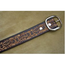 Custom Leather Belt With Tooled Oakleaf Acorns