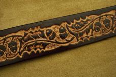 Custom Leather Belt With Tooled Oakleaf Acorns