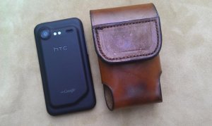 Custom Leather Cell Phone Case- Brown Oil Stain - Heavy Duty Magnetic Closure - Fits iphone & Droid