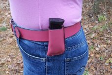 Custom Pink Leather Magazine Pouch With Belt Clip - Glocks,S&W M&P,Sig Sauer P229,Taurus Millennium