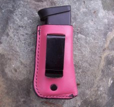 Custom Pink Leather Magazine Pouch With Belt Clip - Glocks,S&W M&P,Sig Sauer P229,Taurus Millennium