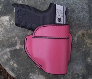 Leather Holster Outside Waist Band (OWB) - Pink - Glocks,S&W M&P,P229,Taurus, See Gun List Below 