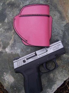 Leather Holster Outside Waist Band (OWB) - Pink - Glocks,S&W M&P,P229,Taurus, See Gun List Below 