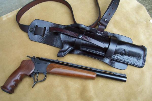 Custom Leather Shoulder Rig - For Thompson / Center Contender 45 Colt - 410 Ga. 12