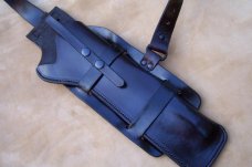 Custom Leather Shoulder Rig - For Thompson / Center Contender 45 Colt - 410 Ga. 12