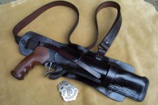 Custom Leather Shoulder Rig - For Thompson / Center Contender 45 Colt - 410 Ga. 12
