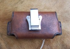Leather Cell Phone Case - Sideways Carry - Swivel Belt Clip - Fits Smartphones - iPhone & Droid 