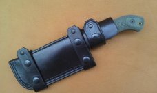 Custom Leather Knife Sheath - Lobo Quick Release System- Horizontal Carry - Tom Brown Tracker 1 (T1)