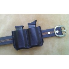 Leather Double Magazine Pouch With Belt Clip -Taurus PT738,TCP,Keltec,Ruger LCP,& Sig Sauer P238