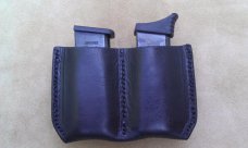 Leather Double Magazine Pouch With Belt Clip -Taurus PT738,TCP,Keltec,Ruger LCP,& Sig Sauer P238 