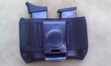 Leather Double Magazine Pouch With Belt Clip -Taurus PT738,TCP,Keltec,Ruger LCP,& Sig Sauer P238 