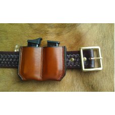 Leather Double Magazine Pouch With Belt Clip -Taurus PT738,TCP,Keltec,Ruger LCP,& Sig Sauer P238