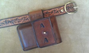 Custom Leather Cell Phone Case- Brown Oil Stain - Leather Drop Belt Loop - Fits iphone & Droid