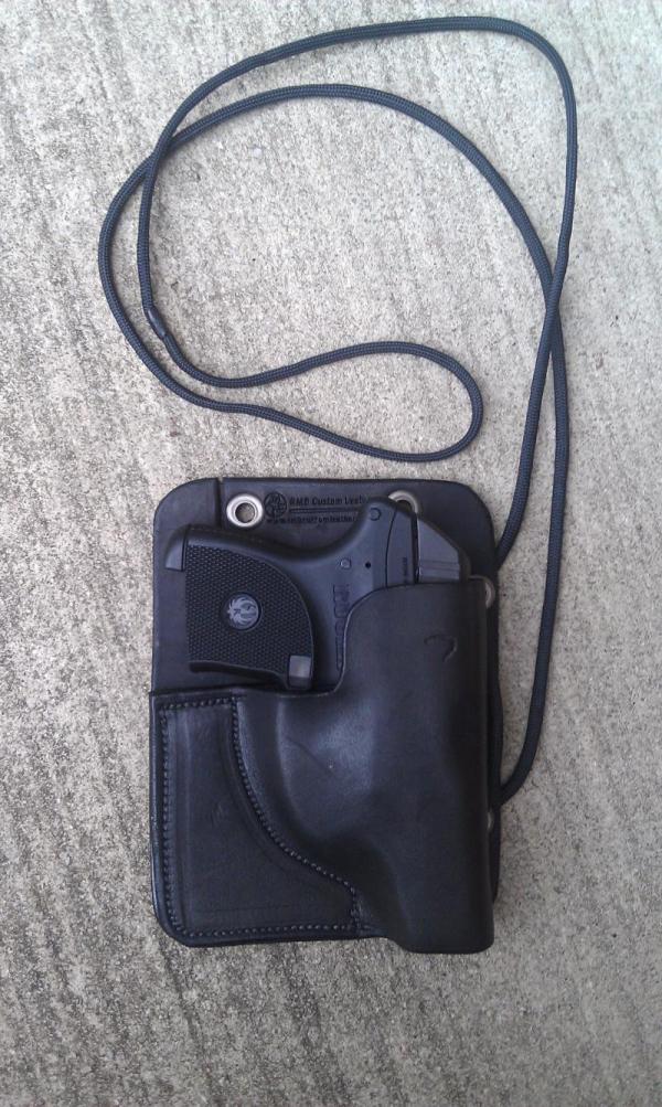 Custom Leather Neck / Shoulder / Wallet Concealment Holster  - Keltec,LCP,P238, See Gun List Below