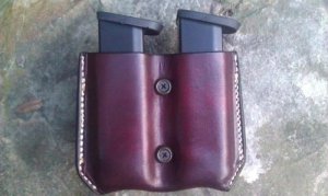 Custom Leather Double Magazine Pouch With Belt Clip - Mid to Large Sized Semi-Automatics