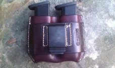 Custom Leather Double Magazine Pouch With Belt Clip - Mid to Large Sized Semi-Automatics