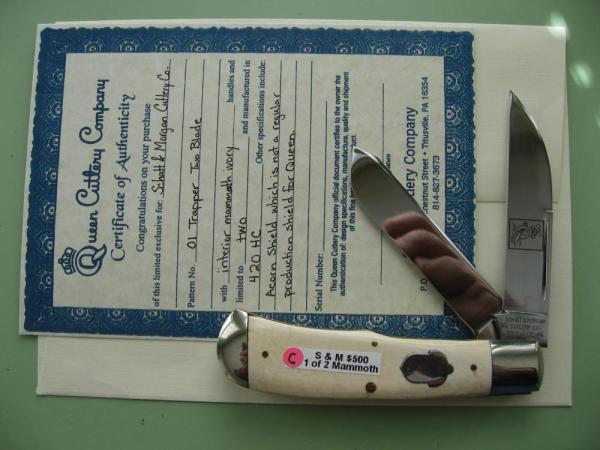 SCHATT & MORGAN CUSTOM MAMMOTH 2 BLADE TRAPPER KNIFE