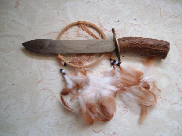 LARGE STAG FIGHTING INDIAN REENACTOR