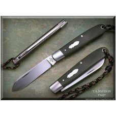 Todd Davison Green Canvas Micarta Folder Knife. #1437