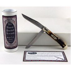 2010 AAPK Club Knife - Genuine Burnt Stag 3 7/8" Trapper - 1095 Steel Blades