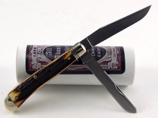 2010 AAPK Club Knife - Genuine Burnt Stag 3 7/8" Trapper - 1095 Steel Blades