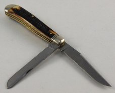 2010 AAPK Club Knife - Genuine Burnt Stag 3 7/8" Trapper - 1095 Steel Blades
