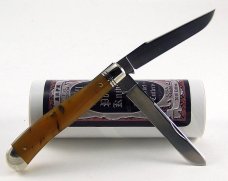 2010 AAPK Club Knife - Interior Ram's Horn 3 7/8" Trapper - 1095 Steel Blades