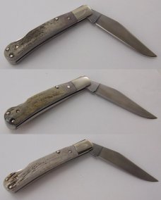 2011 AAPK Club Knife - Whitetail Deer Antler 3 3/4" Pinchlock - D2 Steel Blade