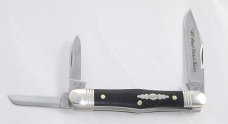 2013 AAPK Club Knife - 3 3/8" Swell Center Whittler - Ebony Wood - 1095 Steel Blades