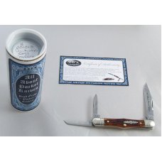 2013 AAPK Club Knife - 3 3/8" Swell Center Whittler - Autumn Gold Jigged Bone- 1095 Steel Blades