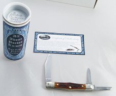 2013 AAPK Club Knife - 3 3/8" Swell Center Whittler - Autumn Gold Jigged Bone- 1095 Steel Blades