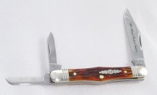 2013 AAPK Club Knife - 3 3/8" Swell Center Whittler - Autumn Gold Jigged Bone- 1095 Steel Blades