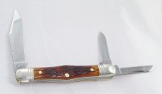 2013 AAPK Club Knife - 3 3/8" Swell Center Whittler - Autumn Gold Jigged Bone- 1095 Steel Blades