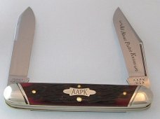 2014 AAPK Club Knife - 4 1/8" Moose - Blood Red Jigged Bone- 1095 Steel Blades