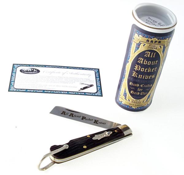 2015 AAPK Club Knife - 3 1/2" Brown Jigged Bone Sailer/Rope Knife - 1095 Steel 