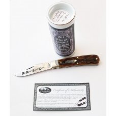 2016 AAPK Club Knife - 3 7/8" Antique Autumn Jigged Bone Stallion Jack - 1095 Steel Blade