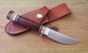 MARBLE'S PLAINSMAN KNIFE, Stacked Leather Handle/Stag Pommel, Made in USA