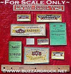 VINTAGE George & Son's IXL WOSTENHOLM  KNIFE Cutlery BOX LABELS & More