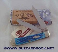 CASE XX TRAPPER CARIBBEAN BLUE POCKETWORN BONE & Box w/Paperwork