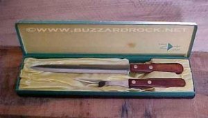 Vintage ROBESON ShurEdge FROZEN HEAT Cutlery ROSEWOOD Carving Set with Box