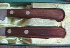 Vintage ROBESON ShurEdge FROZEN HEAT Cutlery ROSEWOOD Carving Set with Box