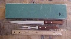 Vintage ROBESON ShurEdge FROZEN HEAT Cutlery ROSEWOOD Carving Set with Box