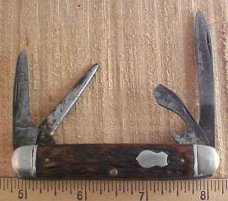 ~Two Well Loved USA Bone Boker Pocket Knives~