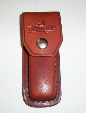 SCHRADE USA GENUINE LEATHER SHEATH SCHRADE logo NEW OLD STOCK