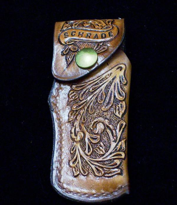 SCHRADE USA TOOLED SHEATH  NEW OLD STOCK