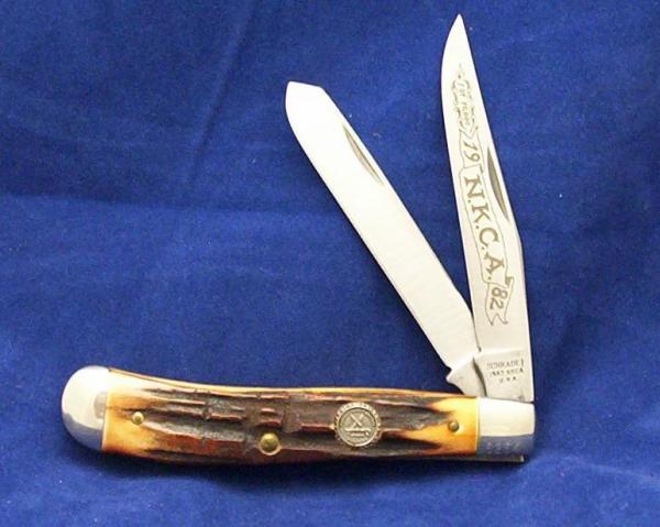 SCHRADE USA NKCA 1982 GENUINE STAG TRAPPER MINT SCHRADE USA NKCA 1982 GENUINE STAG TRAPPER MINT