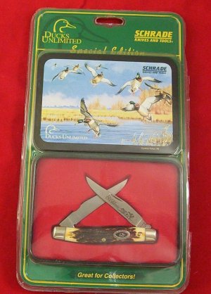 SCHRADE USA DUCKS UNLIMITED MINT 77UH & TIN