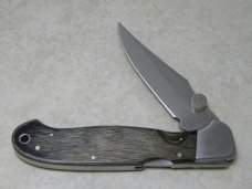 Rigid RG-21 Surgical Steel Japan Plain Edge Wood Large Lockback Thumb Stud Knife in Box