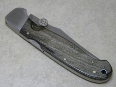 Rigid RG-21 Surgical Steel Japan Plain Edge Wood Large Lockback Thumb Stud Knife in Box